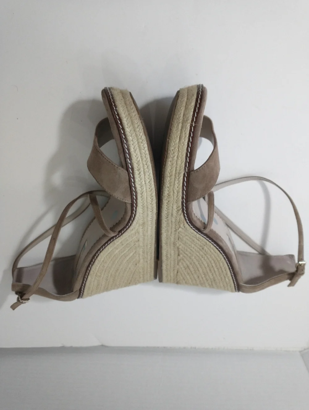Boden Women's Strappy Suede Espadrille Wedge‎ Taupe Size 10.5, UK 42